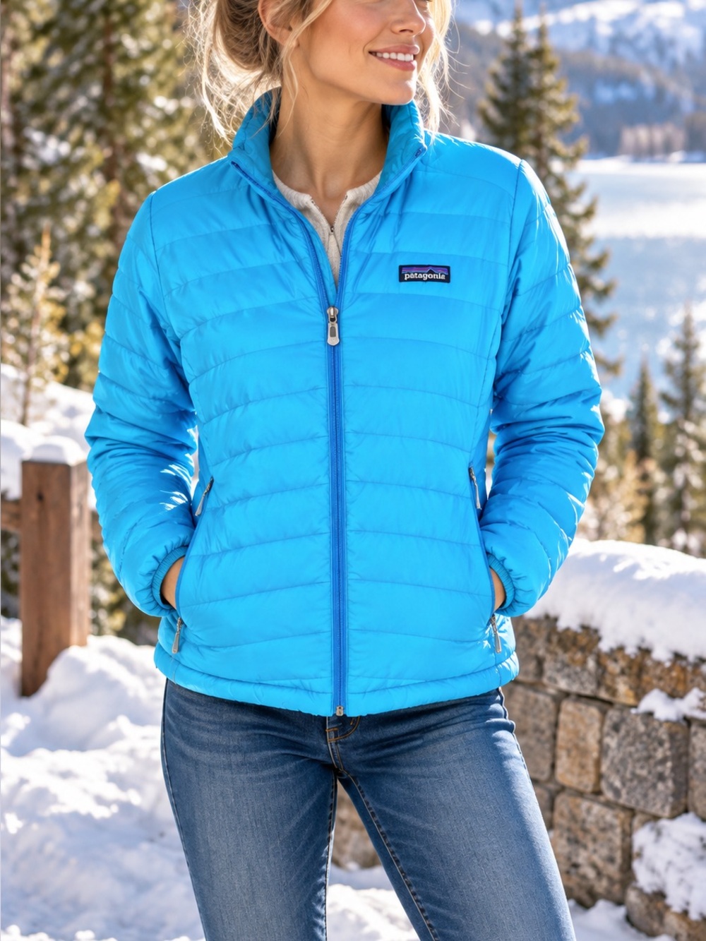 Patagonia Down Sweater Jacket Women S 800 Fill Puffer Blue Lightweight windproof